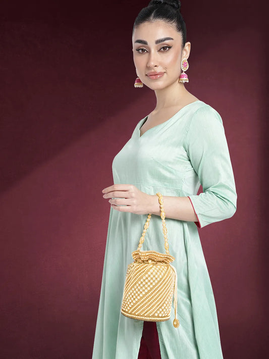 Wedding Bliss Wristlet Potli Bag - Cream