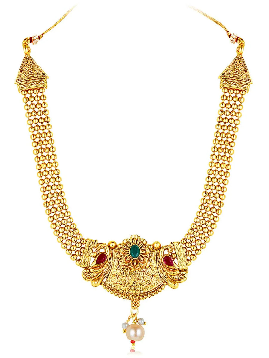 Royal Glow Traditional Bridal Set - Gold - Rani Pink Green