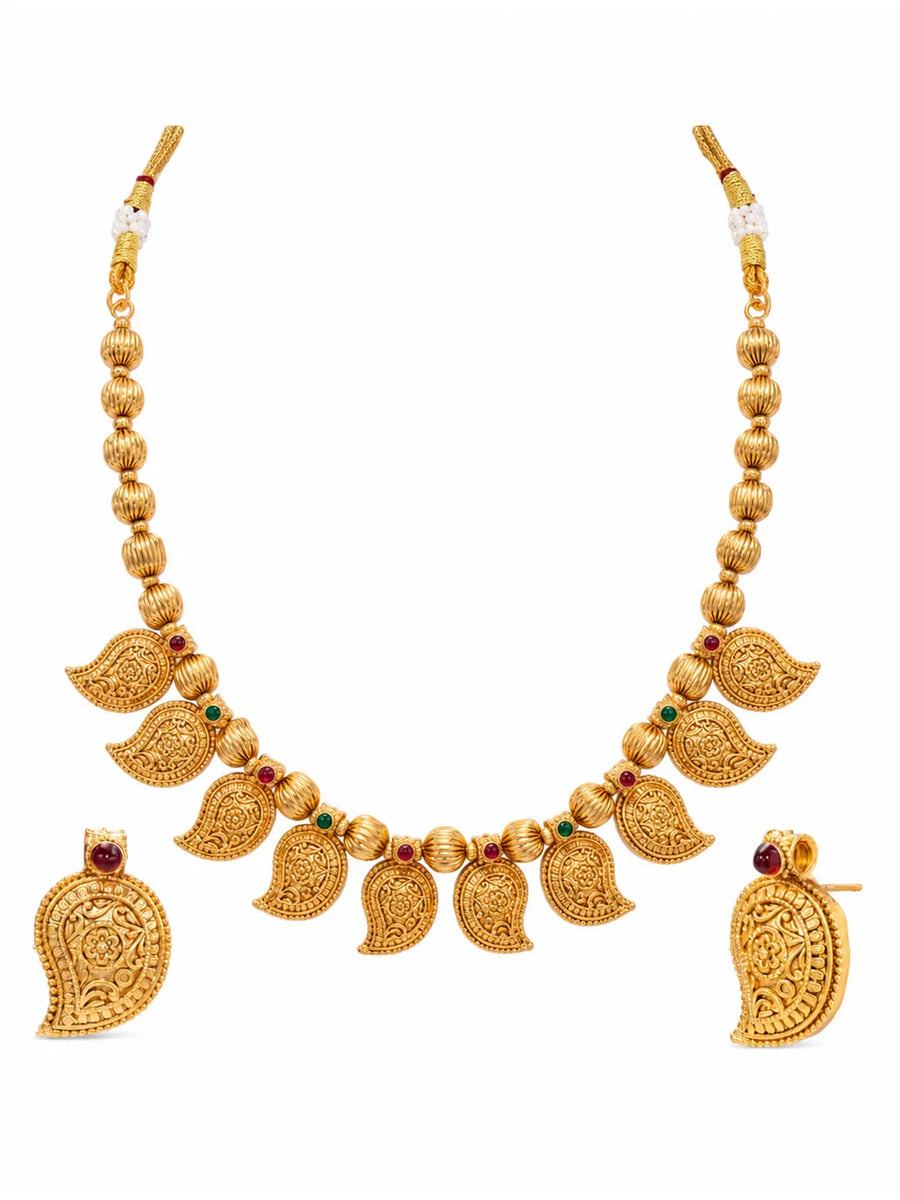 Gold Plated Traditional Paisley Necklace Set