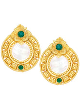 Peora Floral Green Style Stud Earrings