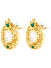 Peora Floral Green Style Stud Earrings