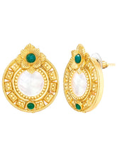 Peora Floral Green Style Stud Earrings