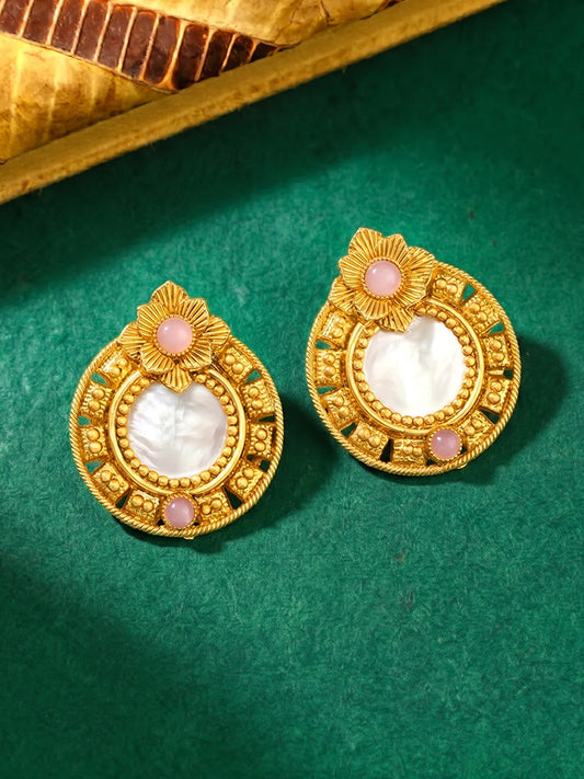 Peora Floral Pink Style Stud Earrings