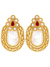Peora Floral Heritage Ruby Stone Stud Earrings