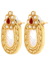 Peora Floral Heritage Ruby Stone Stud Earrings