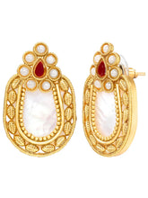 Peora Floral Heritage Ruby Stone Stud Earrings