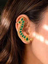 Peora Mayuri Green Ear Cuff Earrings - Gold