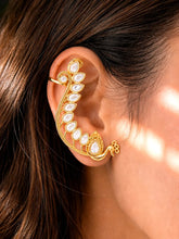 Peora Mayuri White Ear Cuff Earrings - Gold