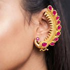Gold Plated Red Ruby Ear Cuff for Women