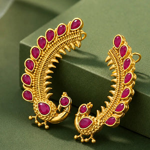 Gold Plated Red Ruby Ear Cuff for Women
