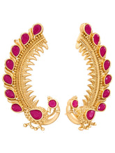 Gold Plated Red Ruby Ear Cuff for Women
