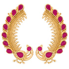 Gold Plated Red Ruby Ear Cuff for Women