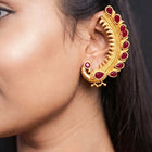Peora Peacock Shringar Ear Cuff Earrings - Gold