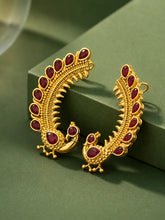 Peora Peacock Shringar Ear Cuff Earrings - Gold