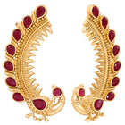 Peora Peacock Shringar Ear Cuff Earrings - Gold