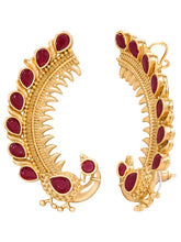 Peora Peacock Shringar Ear Cuff Earrings - Gold