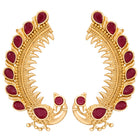 Peora Peacock Shringar Ear Cuff Earrings - Gold
