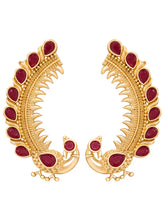 Peora Peacock Shringar Ear Cuff Earrings - Gold