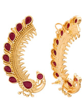 Peora Peacock Shringar Ear Cuff Earrings - Gold