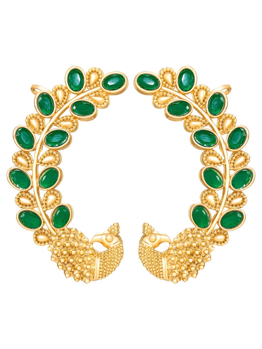 Peora Maharani Emerald Ear Cuff Earrings - Gold