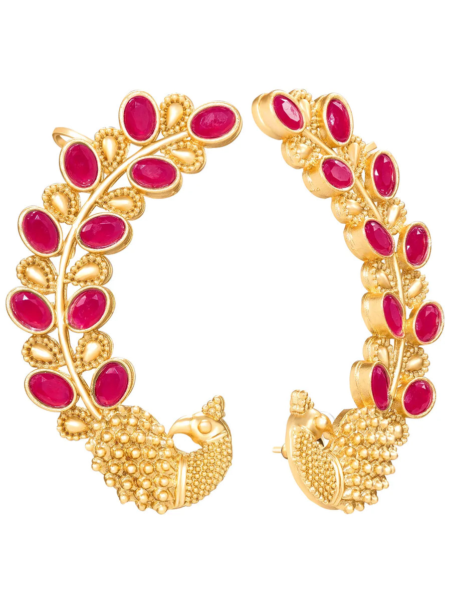 Peora Maharani Ruby Ear Cuff Earrings - Gold