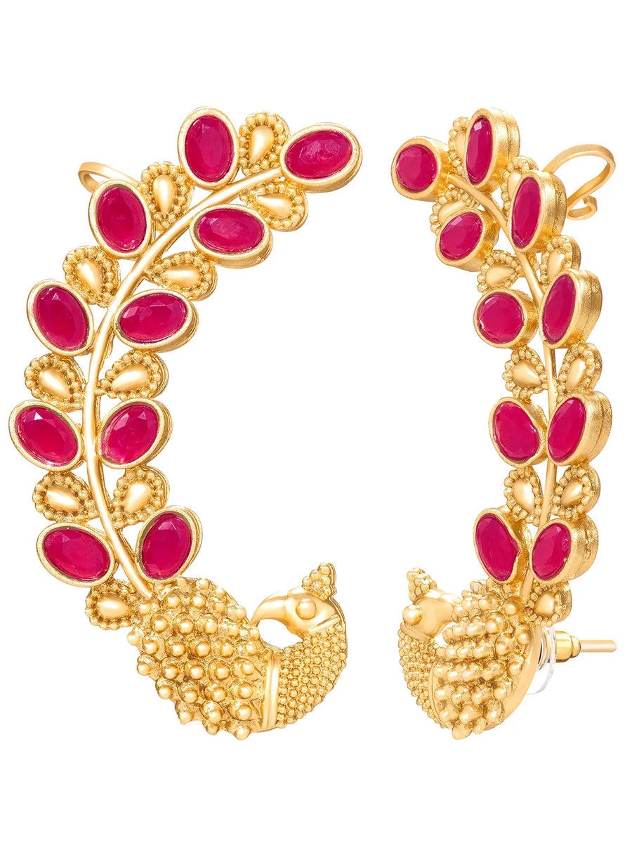 Peora Maharani Ruby Ear Cuff Earrings - Gold