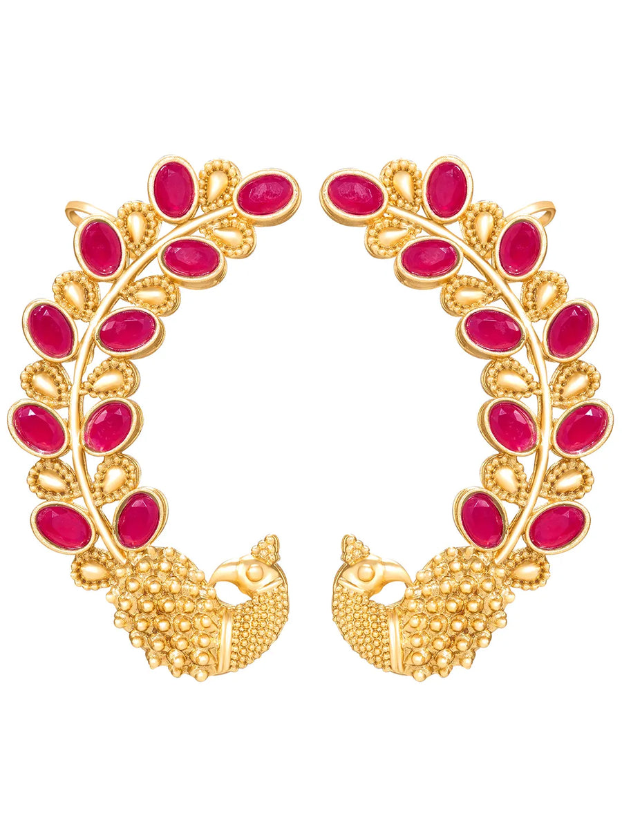 Peora Maharani Ruby Ear Cuff Earrings - Gold