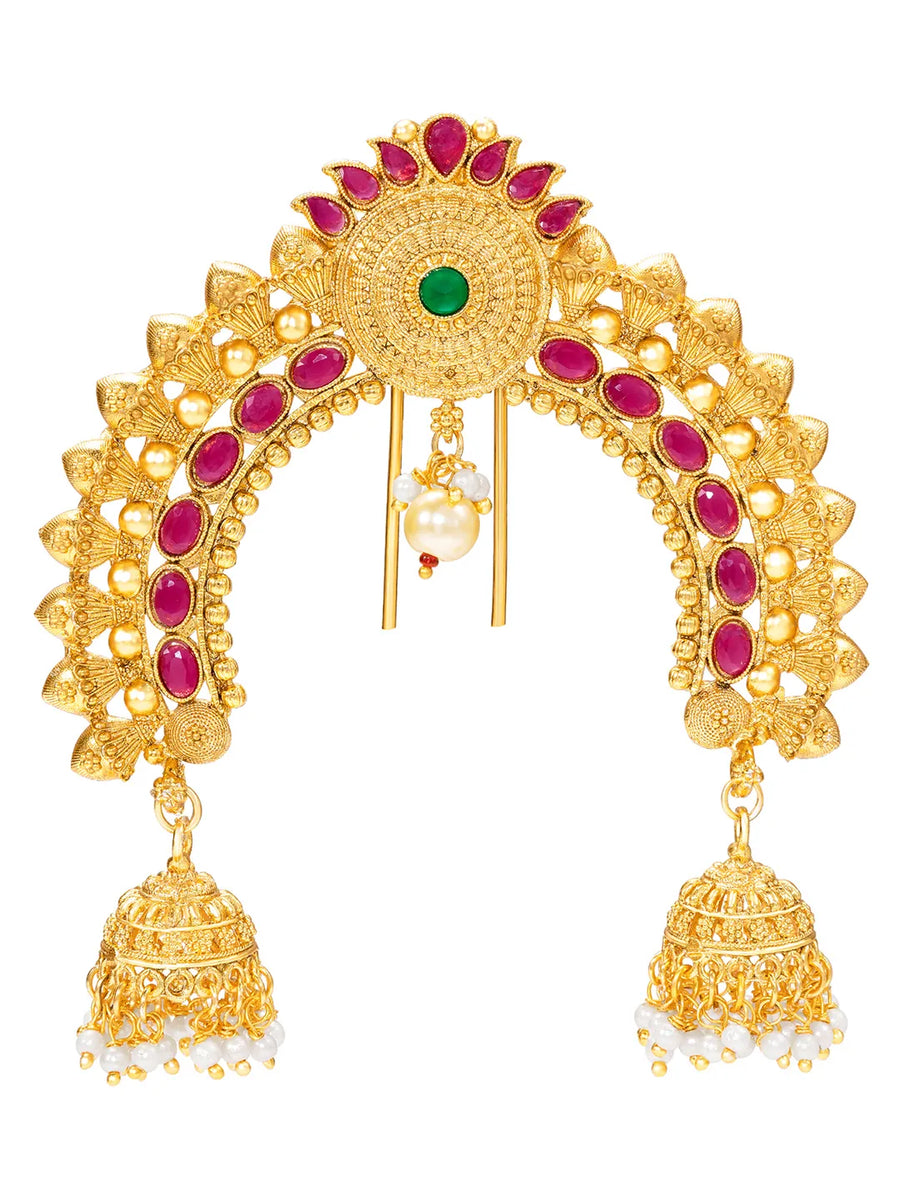 Peora Traditional Bridal Temple Juda Pin - Gold