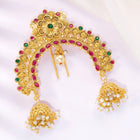 Peora Jhumka Floral Ruby Green Juda Pin - Gold