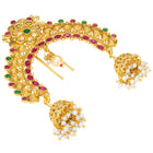 Peora Jhumka Floral Ruby Green Juda Pin - Gold