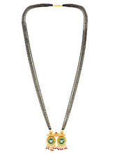 Peora Ethnic Green Mangalsutra Pendant - Gold