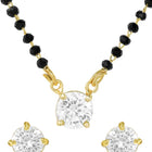 Gold Plated Black Bead Solitaire Pendant Set