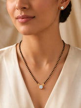 Gold Plated Black Bead Solitaire Pendant Set