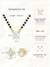 Gold Plated Black Bead Solitaire Pendant Set