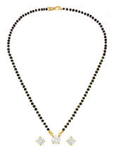 Gold Plated Black Bead Solitaire Pendant Set