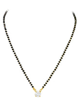 Gold Plated Black Bead Solitaire Pendant Set