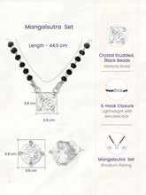 Rhodium Plated Black Bead Solitaire Pendant Set