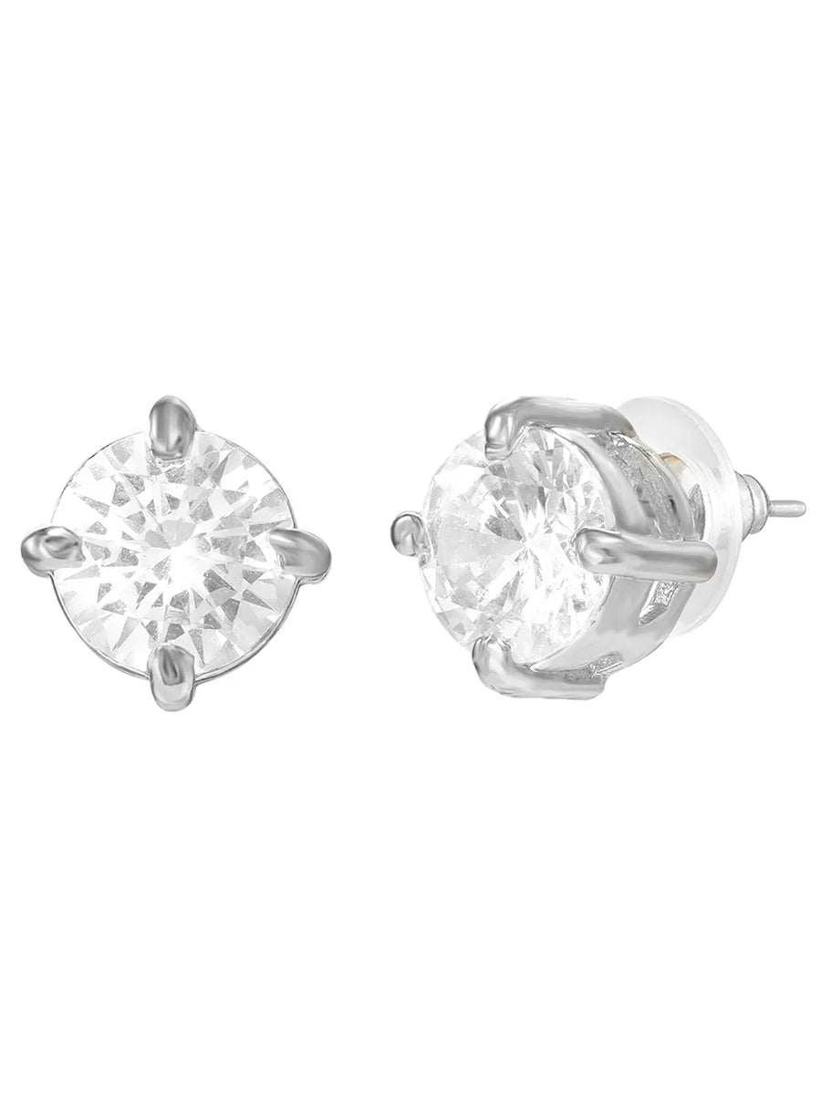 Rhodium Plated Black Bead Solitaire Pendant Set