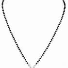 Rhodium Plated Black Bead Solitaire Pendant Set