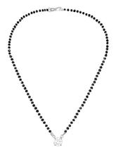 Rhodium Plated Black Bead Solitaire Pendant Set