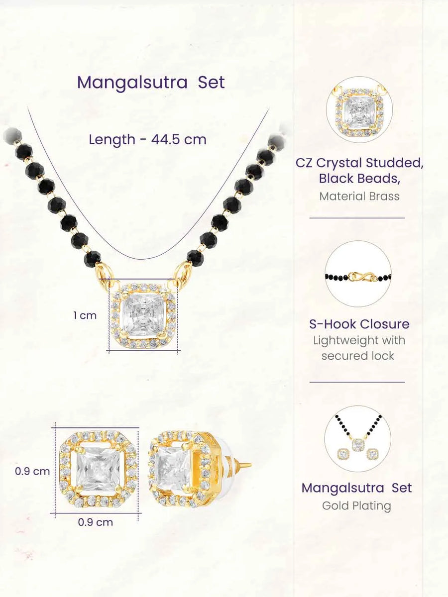 Gold Plated Crystal Halo Mangalsutra Set