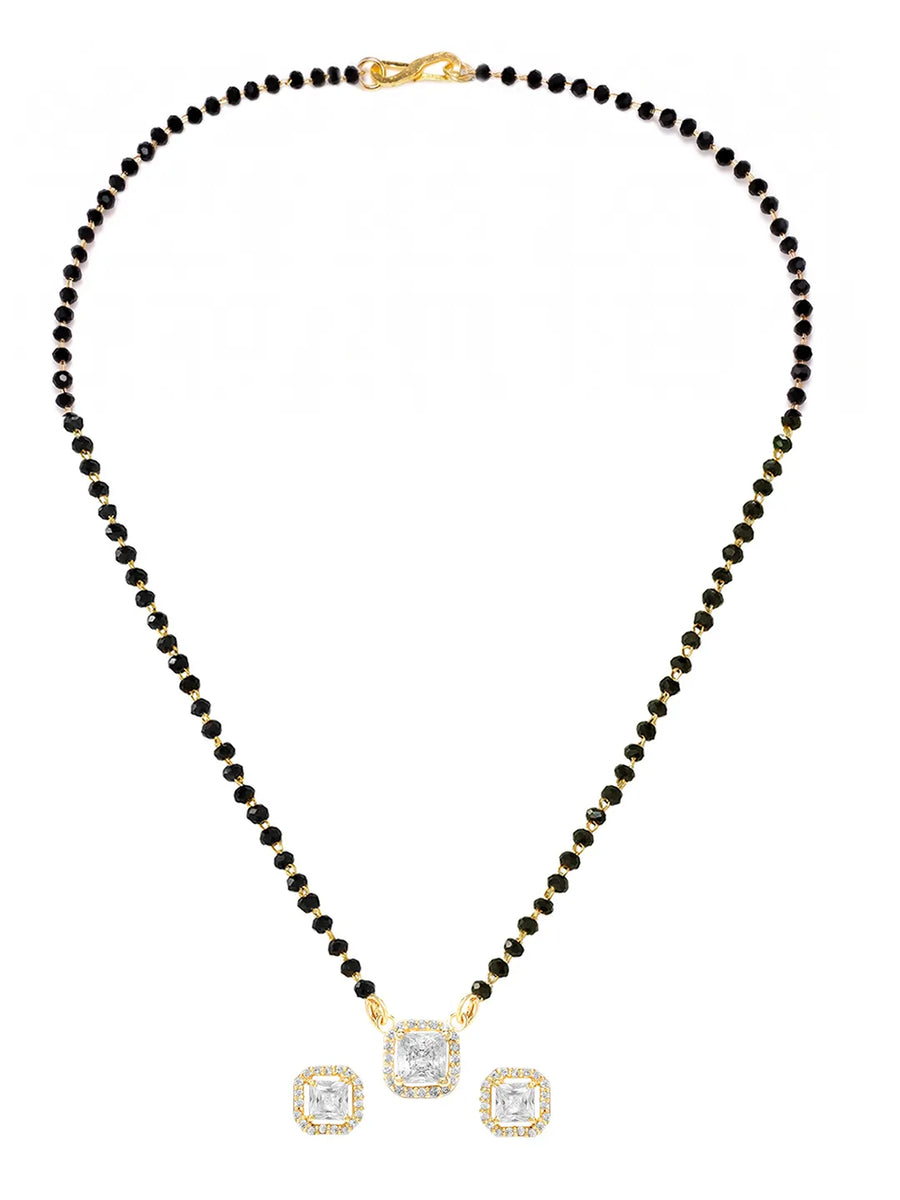 Gold Plated Crystal Halo Mangalsutra Set
