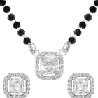 Rhodium Plated Crystal Halo Mangalsutra Set