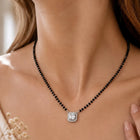 Rhodium Plated Crystal Halo Mangalsutra Set