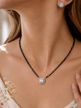 Rhodium Plated Crystal Halo Mangalsutra Set
