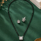 Rhodium Plated Crystal Halo Mangalsutra Set