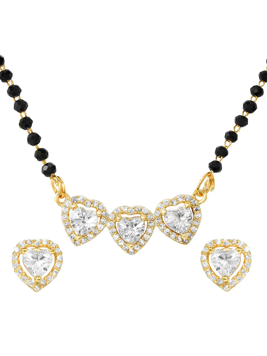 Gold Plated Heart Trio Mangalsutra Set