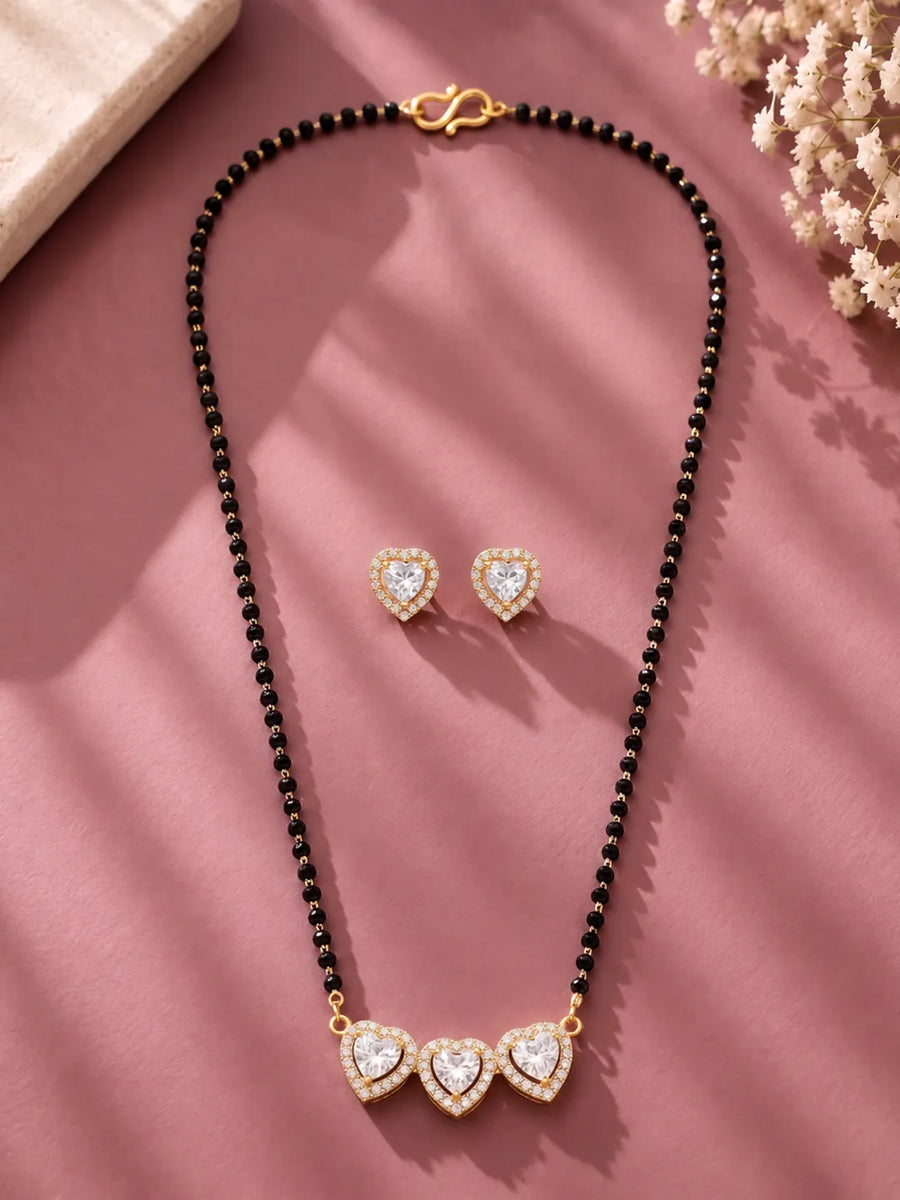 Gold Plated Heart Trio Mangalsutra Set