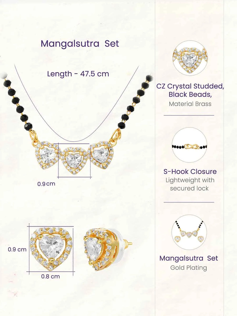 Gold Plated Heart Trio Mangalsutra Set