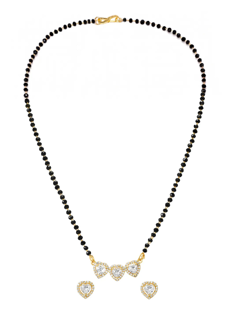 Gold Plated Heart Trio Mangalsutra Set
